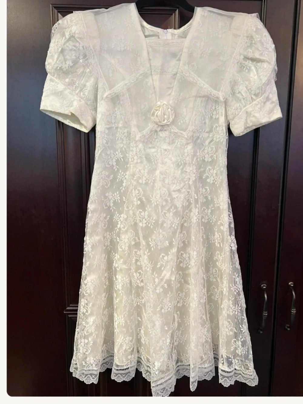 Vintage Jessica McClintock White Lace Dress - Sailor Collar Sz 7